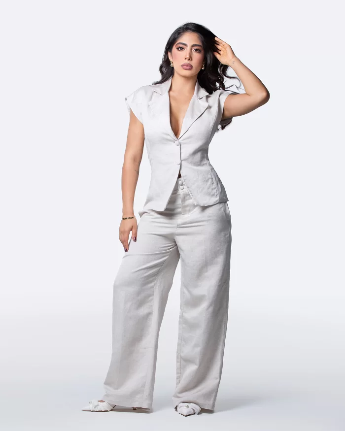 Set Duna: Pantalón de tiro alto y chaleco en lino